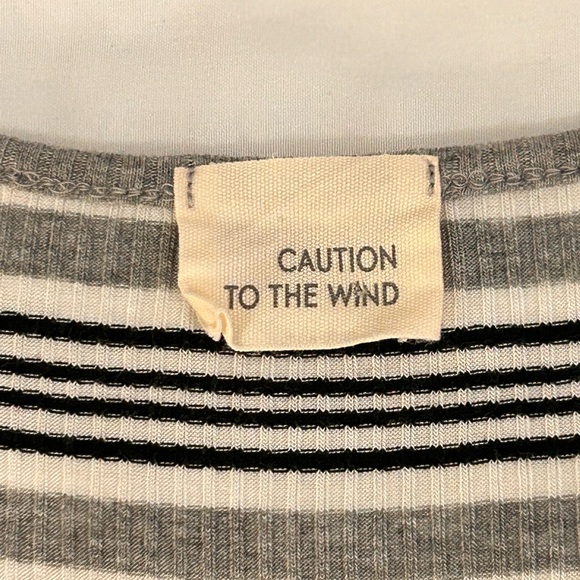 Caution To The Wind Knit Sleeveless Twist Front Striped Crop Top - Picture 2 of 5